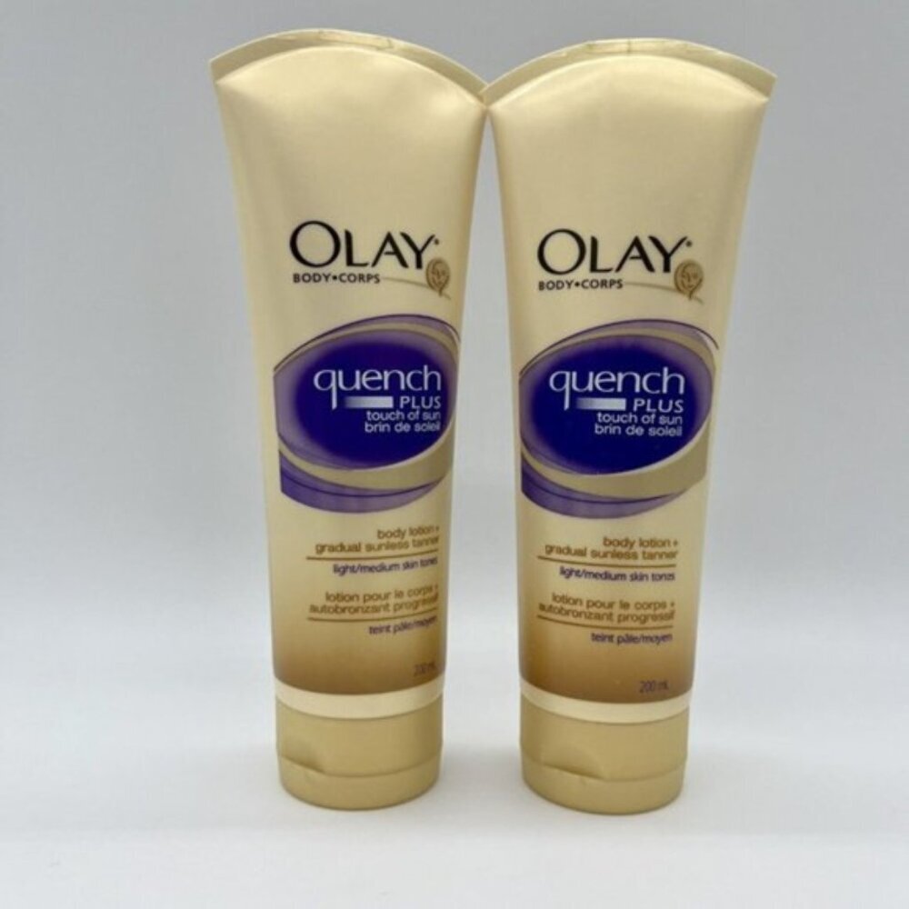 2x Olay Quench Plus Touch Of Sun Body Lotion Gradual Sunless Tanner Light/Medium